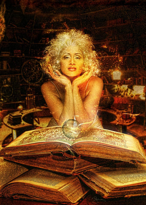 lady with spellbooks