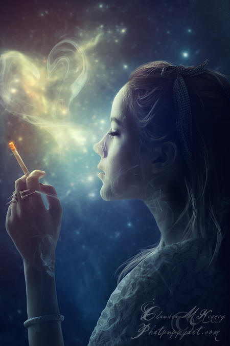 pretty woman smoking artwork