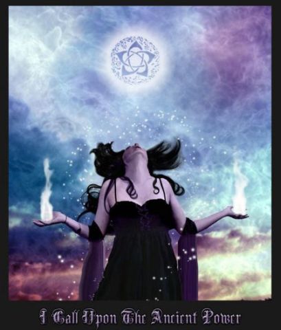 witch with fire hands