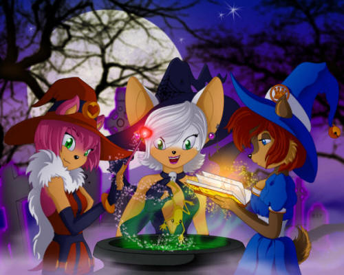 girls around a cauldron
