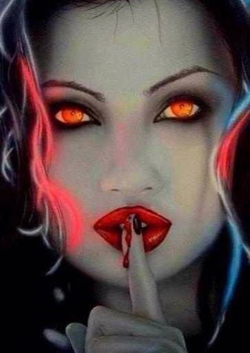 devil lady with red eyes