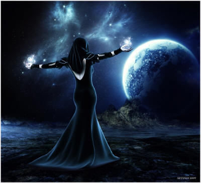witch with arms outstretched