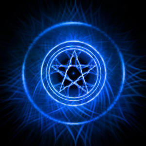 blue flaming pentacle