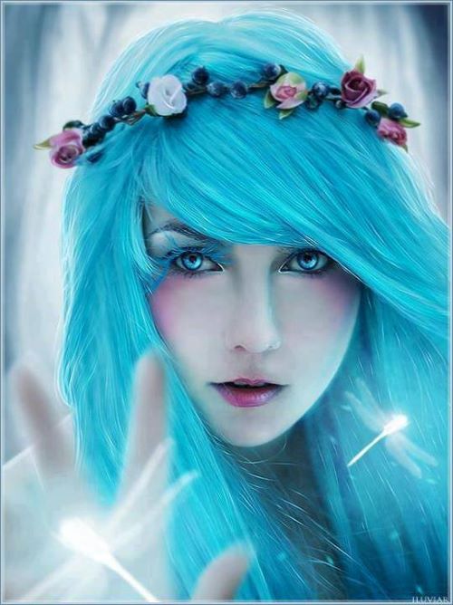 blue haired magical lady
