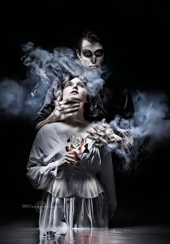 vampire about to bite woman