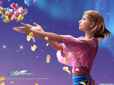girl throwing flowers