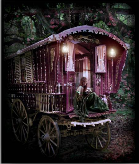 gypsy on wagon