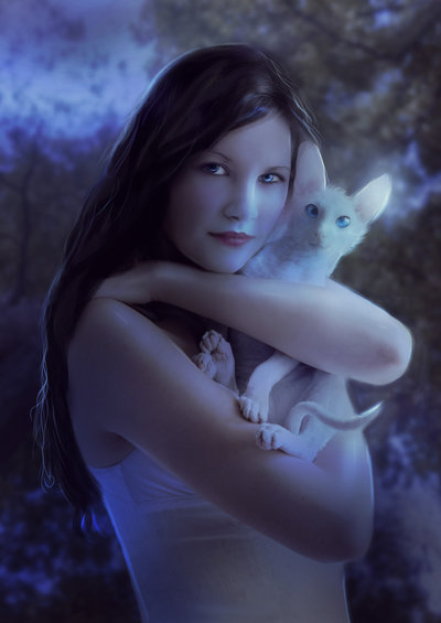 lady with cat